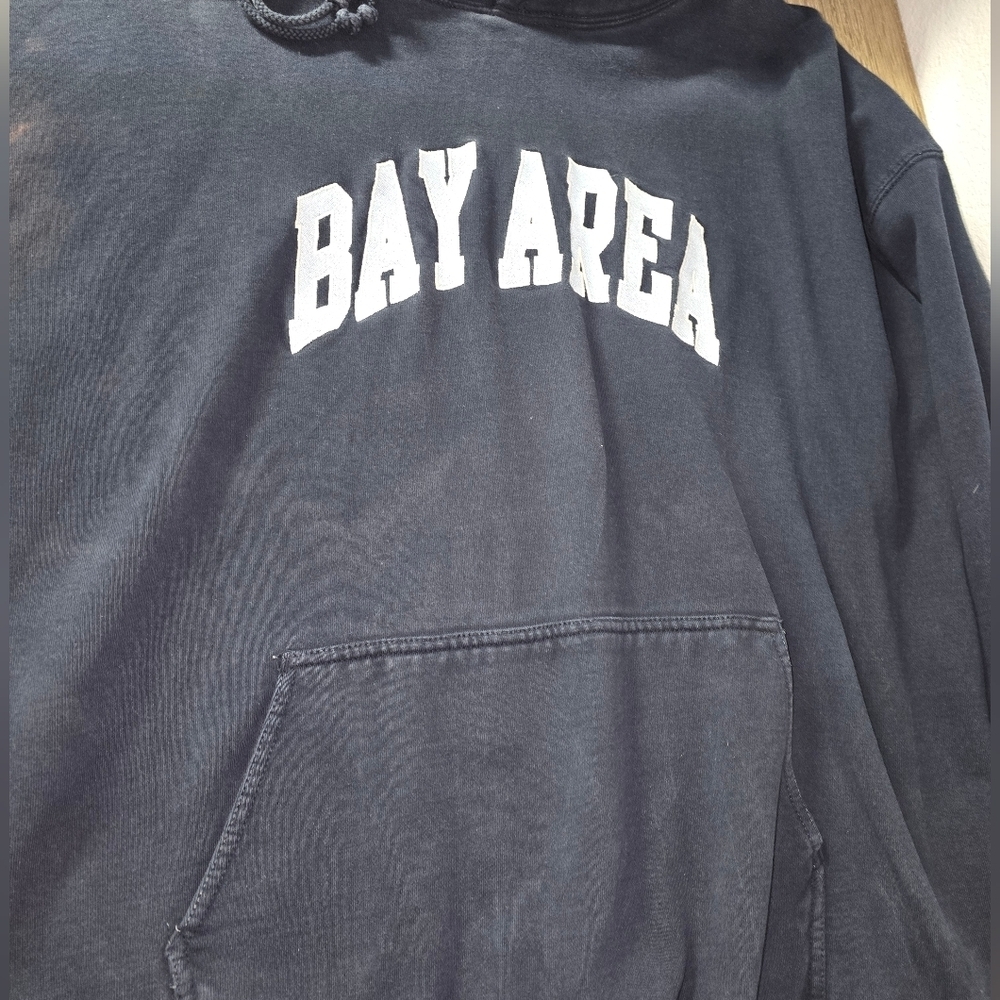 Brandy Melville BAY AREA Logo Navy Hoodie Sweatshirt One Size OS Oversize M L XL - Picture 3 of 9